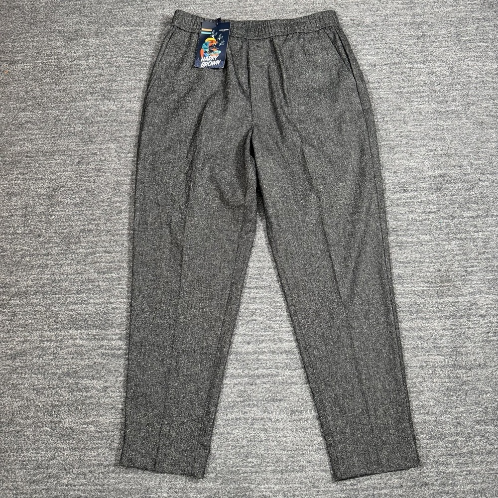 Harry Brown London Elastic Waist Carrot Fit Trouser Pants Men 32X38 Ankle Fit